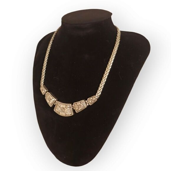 Silver Toned Flower Charm Link Necklace - Picture 6 of 16